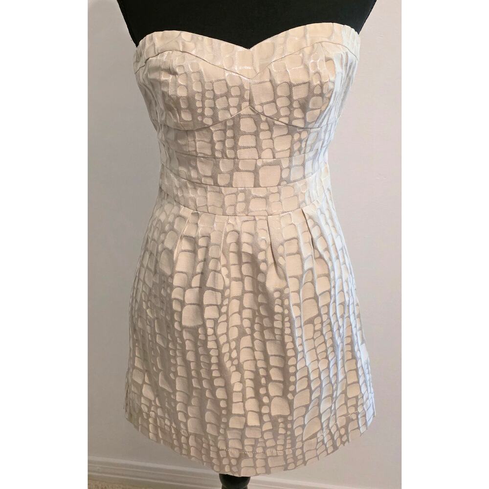 American Eagle Outftters Strapless Mini Dress Size 2 Cream/Metallic Fully Lined
